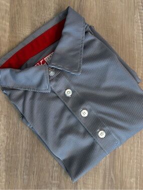 Chick Fil A Polo Shirt Mens XL Blue White Striped Work Uniform Team Style oobe